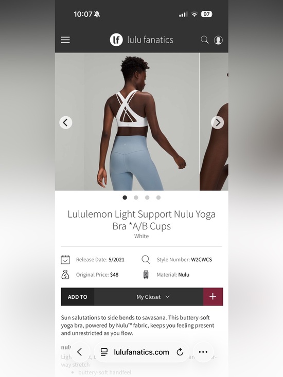 lululemon athletica Tops - Lululemon light support nulu yoga bra a/b cup